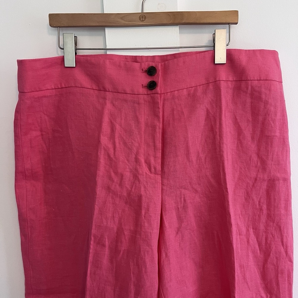 Talbots Pants Womens Size 16W Pink Coral Wide Leg 100% Linen Plus - Picture 3 of 12